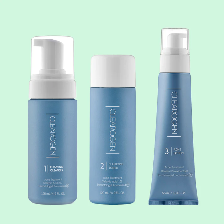 60_Day_BP_Kit_020124_ColoredBkg_1 Clearogen Ultimate Acne Clearing 3 Step Treatment with 2.5% Benzoyl Peroxide - Image 1