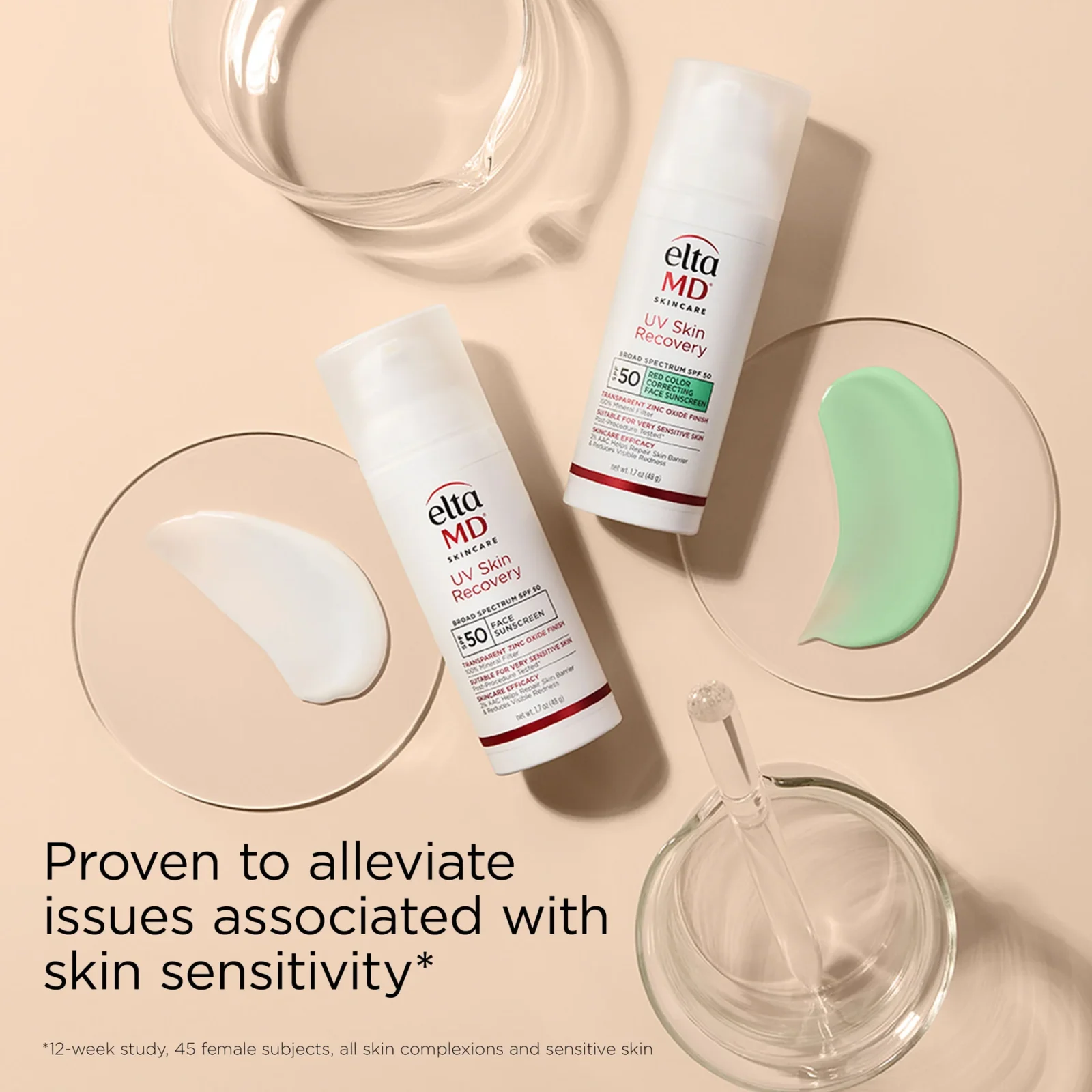 312172_UVSkinRecovery_PDPThumbnails_2400x2400_1_Untinted_Green_with_swatches_on_petri_dish_1800x1800 EltaMD UV Skin Recovery Red Color Correcting Green Tint Broad Spectrum SPF 50 - Image 2