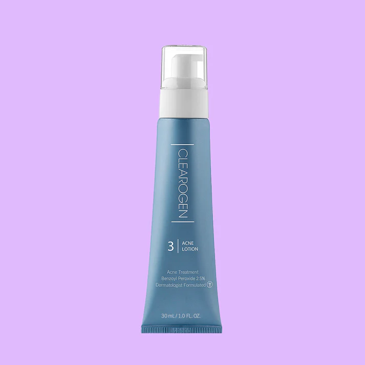 CLEAROGEN_LOTION_BP_Small_020124_ColoredBkg Clearogen Ultimate Acne Clearing Lotion with 2.5 % Benzoyl Peroxide - Image 1