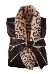 Little Giraffe Luxe™ Satin Leopard Robe with Plush Luxe Ultra Soft Interior