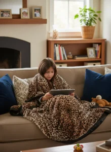 Little Giraffe Luxe™ Leopard Blanket for Big Kids (49" x 59") - Image 2