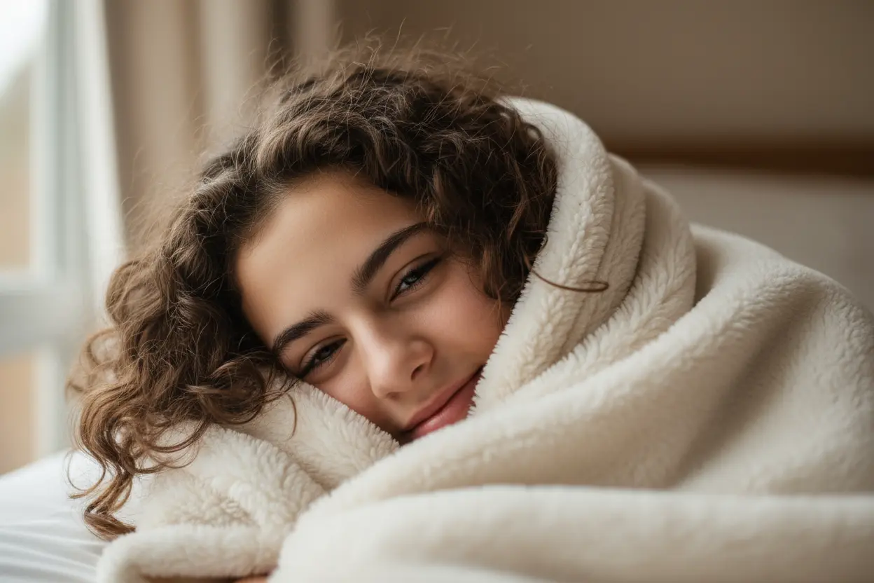 cream-throw-close-up-2000x Little Giraffe Lush™ Soft Comfort Throw for Tweens, Teens & Young Adults (45" x 59") - Image 1