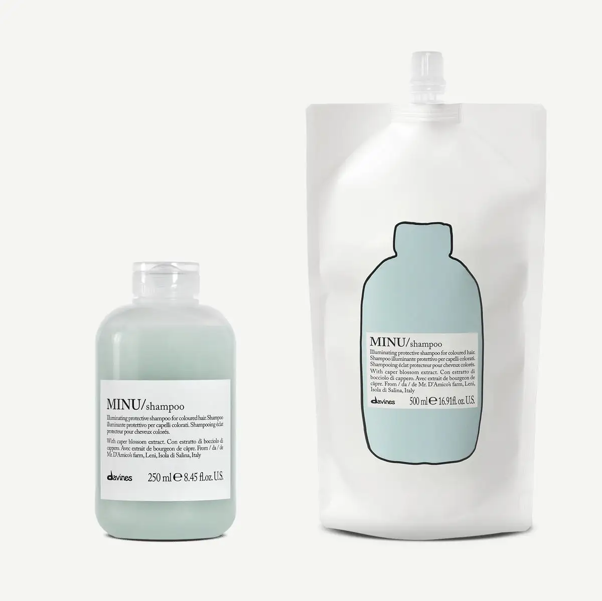 Davines-BDHCUS00124-MINU-shampoo-e-refill-2pz-1-1200x Davines MINU Shampoo Refill Duo - Image 1