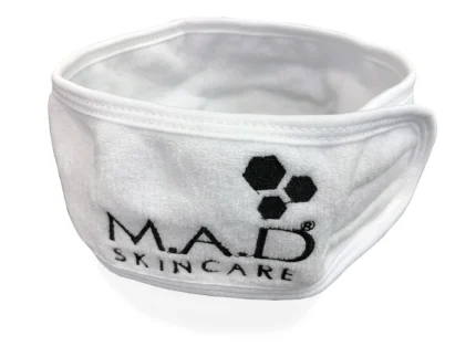 MAD Skincare White Terry Headband w/ M.A.D Logo