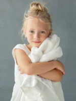 Little Giraffe Luxe Baby & Toddler Blanket (29" x 35") - White & Cream - Image 8
