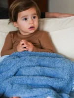 Little Giraffe Chenille Baby & Toddler Blanket (29" x 35") - Lavender, White & Cornflower - Image 9